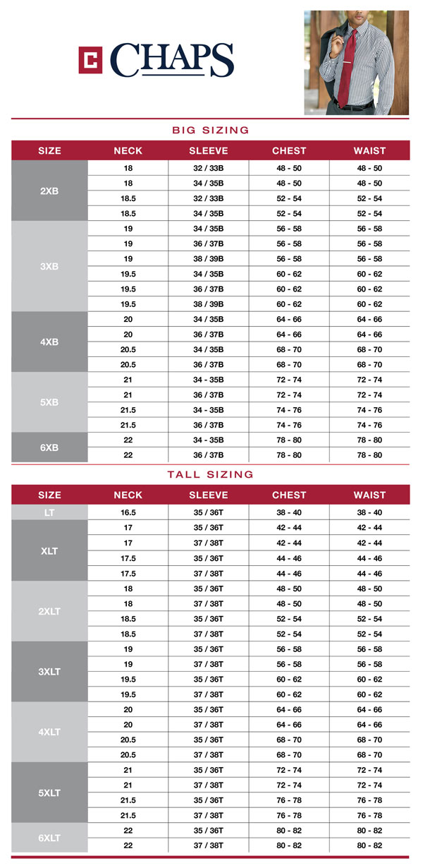 ralph lauren big and tall size guide