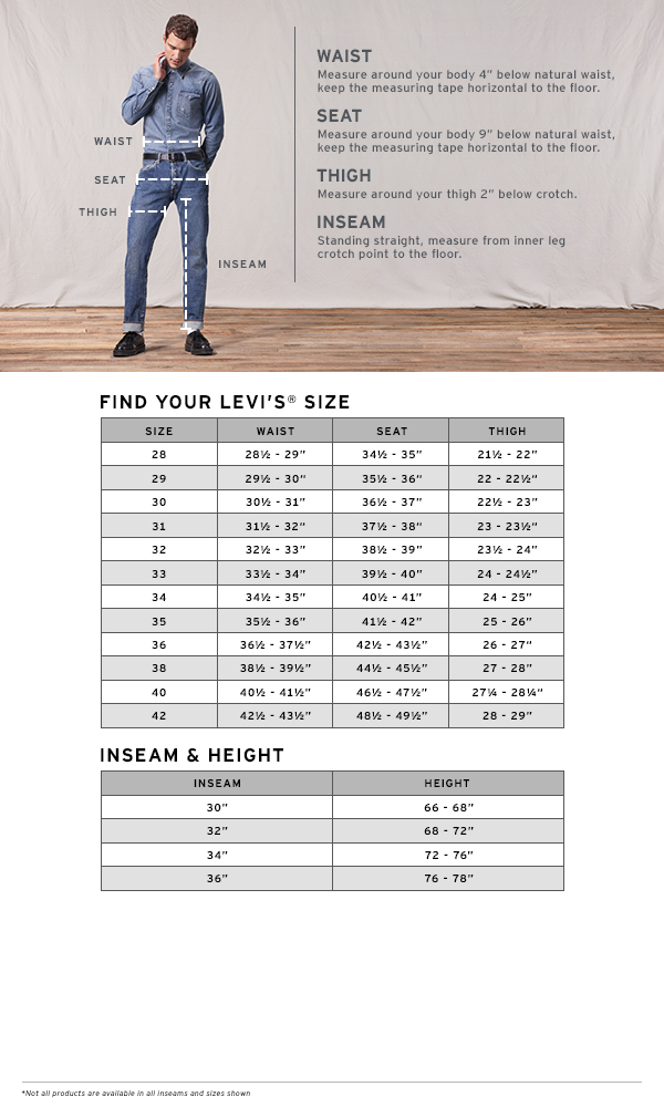 levi jeans sizing