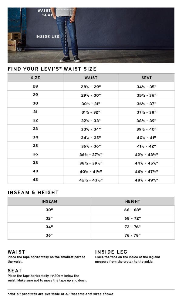 Levis Jeans Size Chart Mens