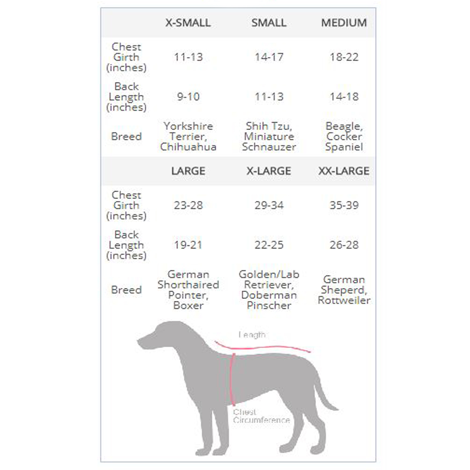 Cuddl Duds Sizing Chart