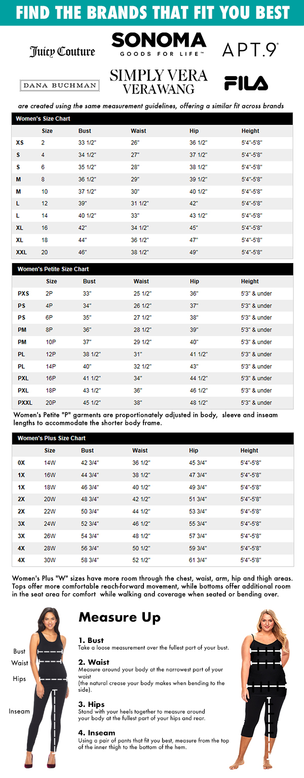 Apt 9 Pants Size Chart